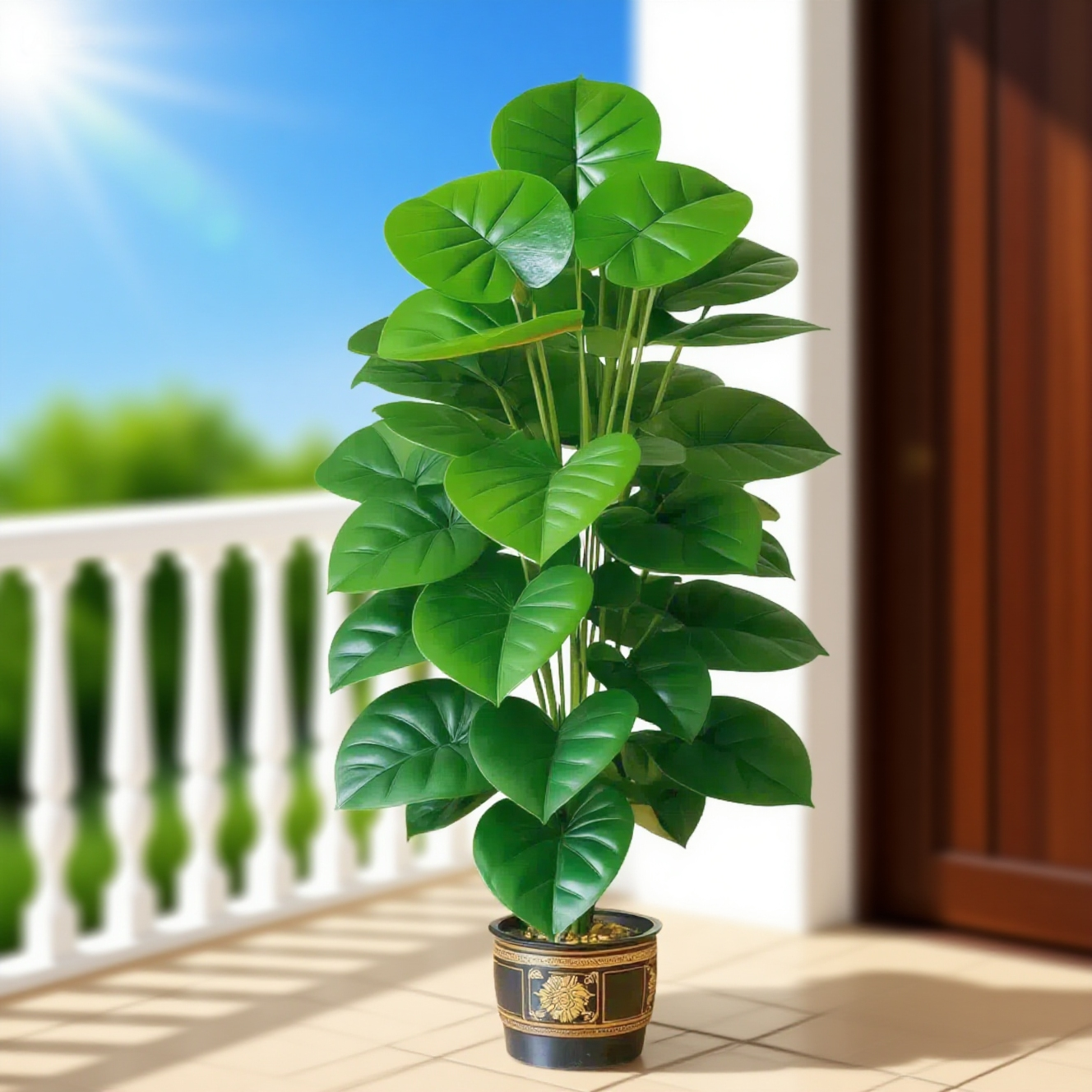 Dracaena Marginata - Large Artificial Pothos Plant with 24