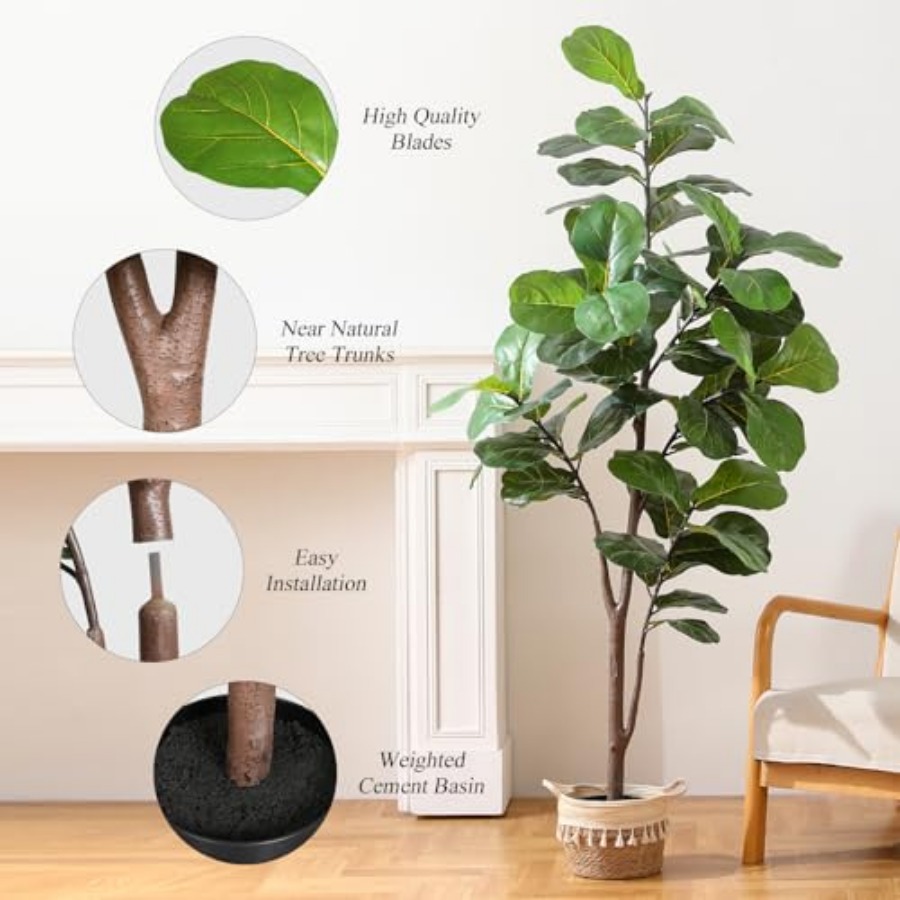 Artificial Fiddle Leaf Fig Tre - огляд і ціна Ficus Lyrata Tree
