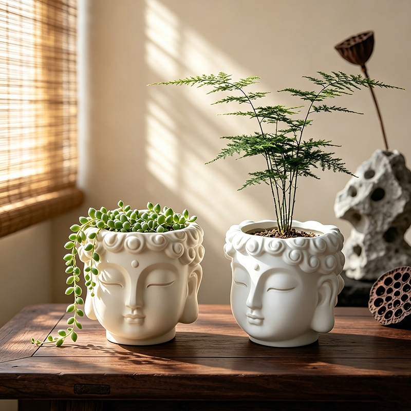 Buddha Head Shaped Resin Plant - огляд і ціна Echeveria Succulent